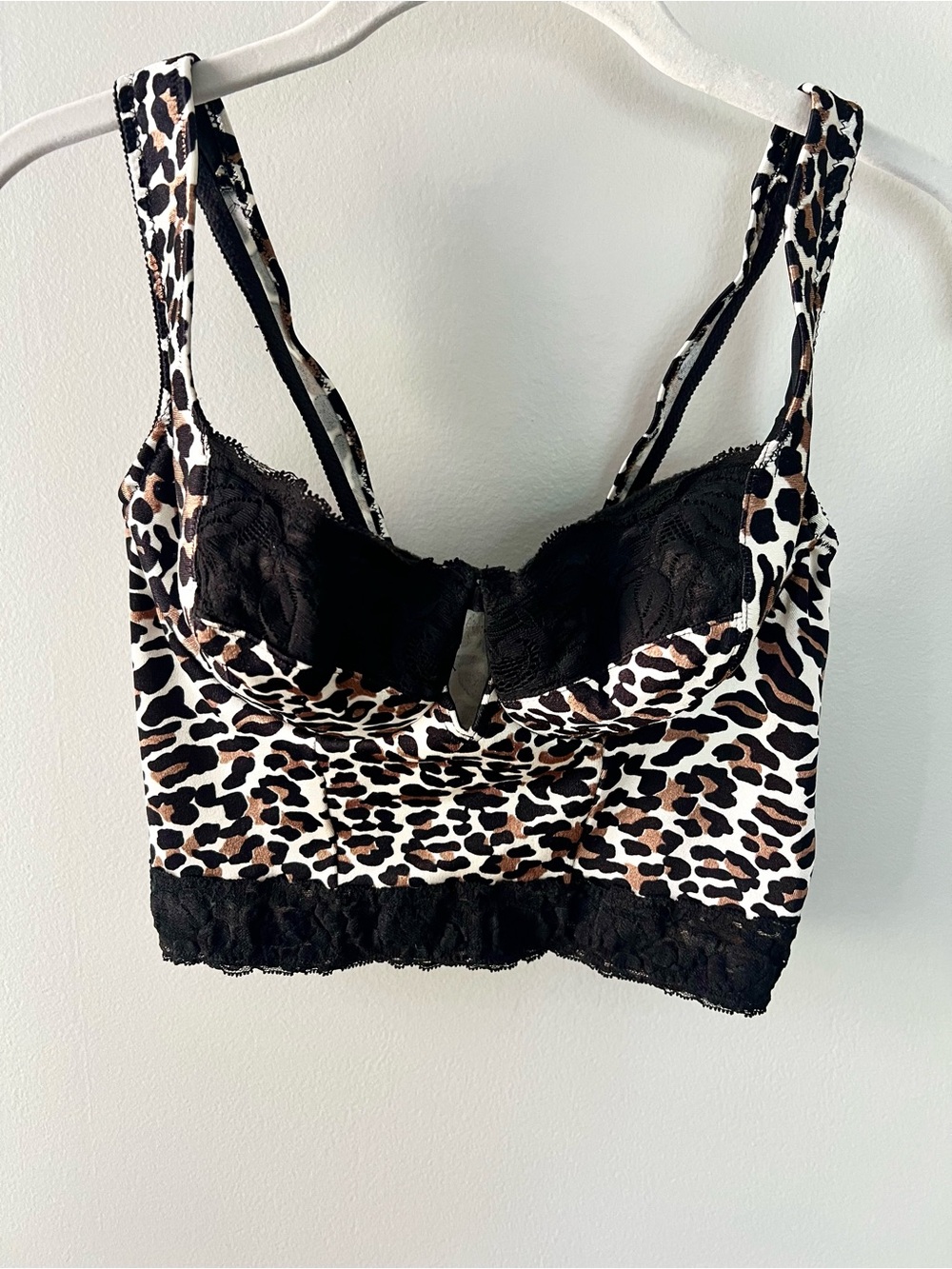 Vanity Fair Leopard Print Lace-Trim Bralette - Black & Brown